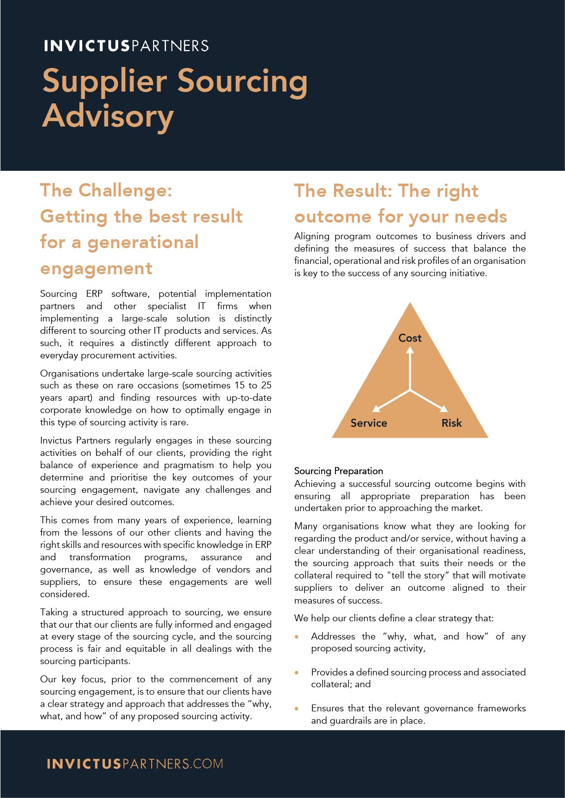 Supplier Sourcing Advisory Services