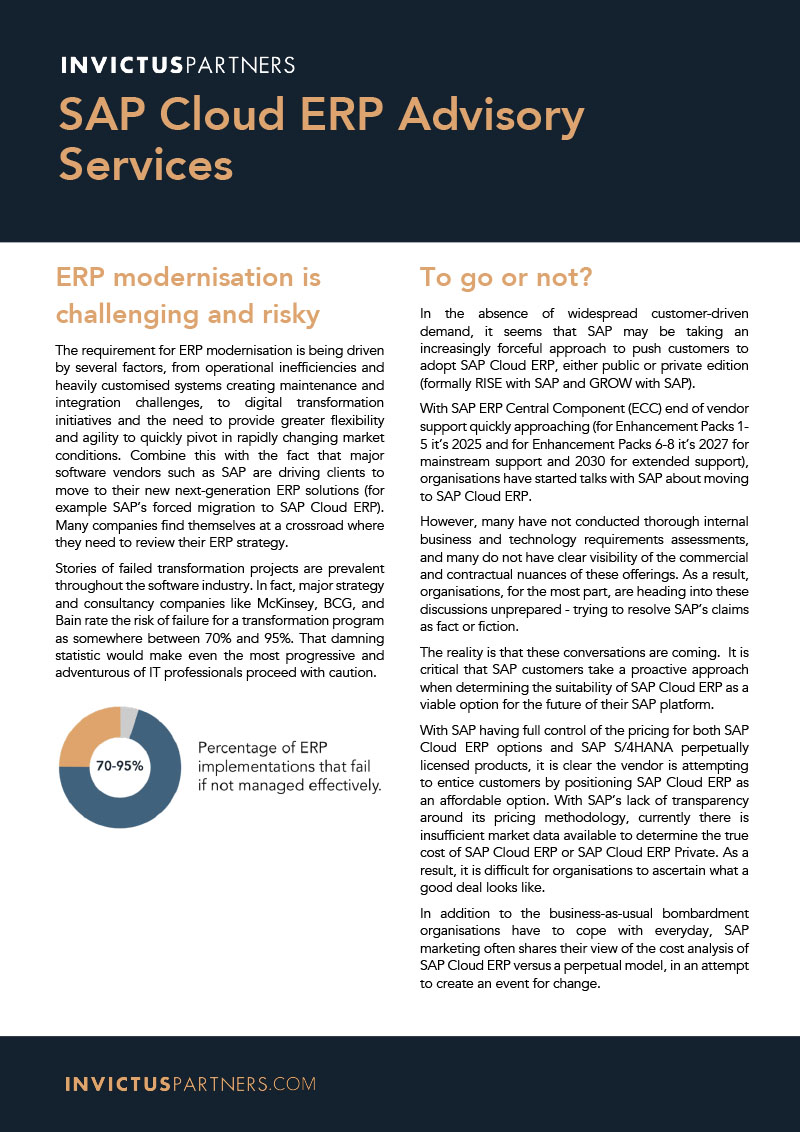 SAP Cloud ERP Advisory Services